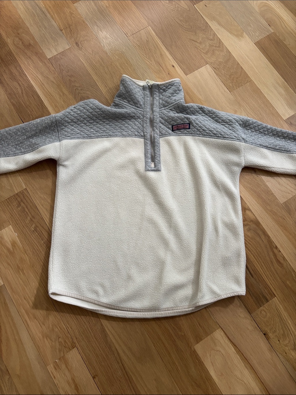 Vineyard Vines Cream & Gray Quilted Yoke Quarter-Zip Pullover